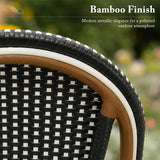 PURPLE LEAF French Bistro Chair Set of 2 Outdoor French Aluminium Frame Woven Rattan Back Dining Chair for Kitchen Bistros Cafe