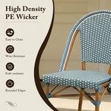 PURPLE LEAF French Bistro Chair Set of 2 Outdoor French Aluminium Frame Woven Rattan Back Dining Chair for Kitchen Bistros Cafe