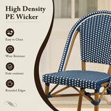 PURPLE LEAF French Bistro Chair Set of 2 Outdoor French Aluminium Frame Woven Rattan Back Dining Chair for Kitchen Bistros Cafe