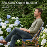 PURPLE LEAF French Bistro Chair Set of 2 Outdoor French Aluminium Frame Woven Rattan Back Dining Chair for Kitchen Bistros Cafe