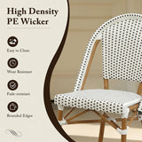 PURPLE LEAF French Bistro Chair Set of 2 Outdoor French Aluminium Frame Woven Rattan Back Dining Chair for Kitchen Bistros Cafe