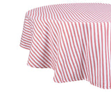 Red Ticking Tablecloth - Red Striped Round Tablecloth
