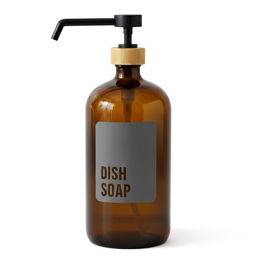 1L Amber Glass Dish Soap Bottle with Pump