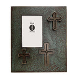 Distressed 3-Crosses Picture Frame, Turquoise, 4 MOQ