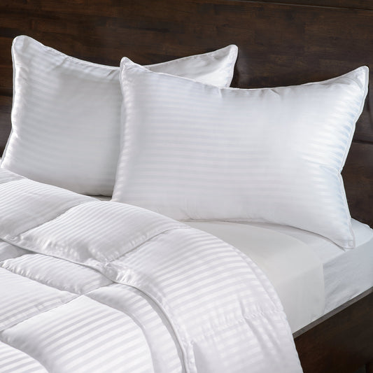 eLuxury Medium Density Down Alternative Striped Pillows, Set of 2