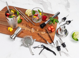14 Pc Cocktail Shaker Set with Wood Stand