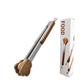 Acacia Wood Stainless Steel Food Tongs