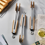 Acacia Wood Stainless Steel Food Tongs