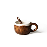 Coconut Shape Ceramic Coffee Mug with Spoon