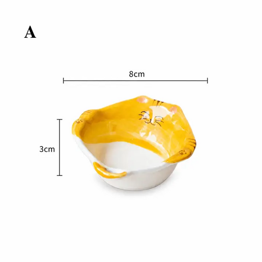 Cat Shaped Ceramic Snack Bowl Japanese Style