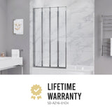 Accordion Style 33 in. x 55 in. H Sliding Framed Shower Door with Tempered Clear Glass