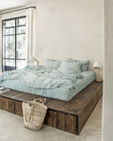 Dusty blue linen duvet cover set (3 pcs)