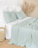 Dusty blue linen flat sheet