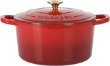 Crock Pot Artisan 6-Quart Round Dutch Oven - Matte Linen White w/Gold Knob, Gradient Red, or Teal Ombre