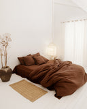 Chocolate brown linen duvet cover set (3 pcs)