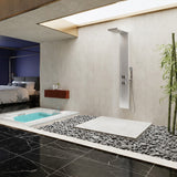 Expanse Series 57 in. 2-Jetted Full Body Shower Panel System with Heavy Rain Shower and Spray Wand in Brushed Steel