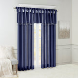 Twist Tab Faux Silk Window Panel, Navy Blue