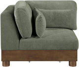 Turin - Chenille Fabric Upholstered Modular Corner Chair - Walnut Base
