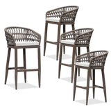 PURPLE LEAF Outdoor Bar Stools Counter Stools Rattan Bar Stools Chair with Backrest for Indoor or Outdoor, Kitchen lsland