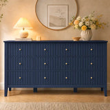 Wholesale Fluted 9-Drawer Black Wood Dresser