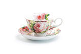 Victorian Rose Bone China Tea Cup & Saucer, 7oz