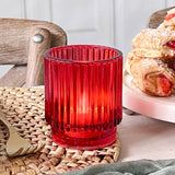 Ribbed Red Glass Votive Candle Holders Set of 6