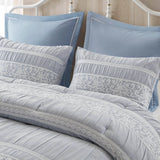 7 Piece Shabby Chic Comforter Set, Blue