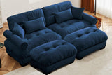 CLOUDIES 94" Loveseat with 2 Ottomans