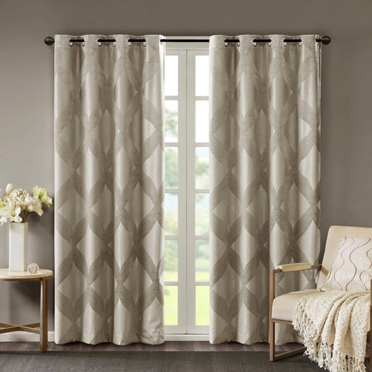 Ogee (Max Blackout) Window Curtain, Taupe