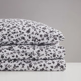 Wrinkle Free Microfiber Sheet Set, Black & White Floral