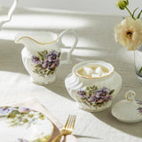 Gracie Bone China Purple Pansy Sugar & Creamer Set