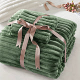 300GSM Fluffy Ribbed Plush Comforter Set,Green