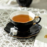 Black Gold Scallop Porcelain Tea Cup & Saucer