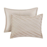 7-pcs Diagonal Stripes Raised Jacquard Comforter Set, Beige
