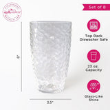 23oz Hammered Clear Acrylic Cups Set of 8
