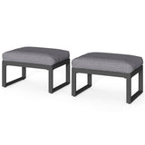 2 Pieces Aluminum Outdoor Patio Ottoman Set, Thick Cushion