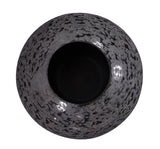 Chiseled Texture Black Iron Globe Vase- Small