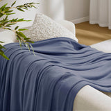 Diamond Jacquard Soft Bamboo Cotton Blanket, Navy