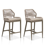 PURPLE LEAF Outdoor Bar Stools Wicker Rattan Bar Stools with Back Aluminum Outside Garden Patio Bar Chairs