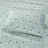 Wholesale Flannel Cotton Kids Print Sheet Set, Green Llamas