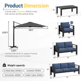 6-Piece Aluminum Patio Sofa Set with Umbrella