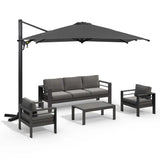 5-Piece Aluminum Patio Sofa Set with Umbrella and Armchairs