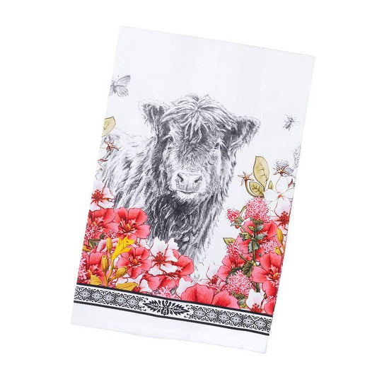 Bowie Cow Floral Bouquet Cotton Tea Towel