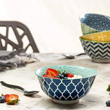 Kook Geometric Ceramic Cereal Bowls, Set of 6