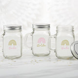 12 oz. Mason Jar Mug with Lid - Boho Rainbow Bride & Babe (Set of 6)