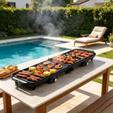Electric Griddle Flat Grill with 2 Adjustable Temp Knobs
