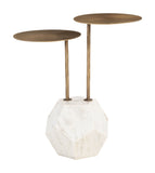 Anten Side Table Brass & White