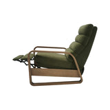 Mid-Century Wood Framed Push Back Recliner, Green*