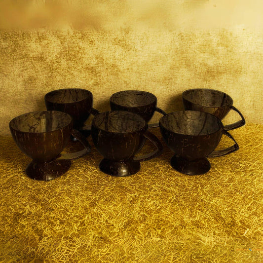 Natural Coconut Shell Tea Pot & Cup & Saucers Set