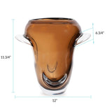 Smokey Umber Flared Edged Glass Vase- Tall